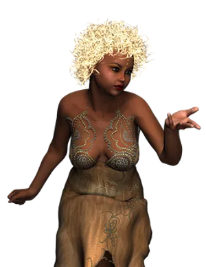 Curly Haired Womanin Tribal Attire