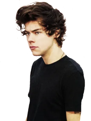 Curly Haired Young Man Portrait PNG