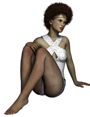 Curly Haired3 D Model Pose