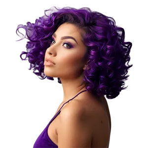 Curly Purple Hair Diva PNG 3