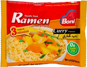 Curry Flavored Ramen Noodle Soup Package PNG image