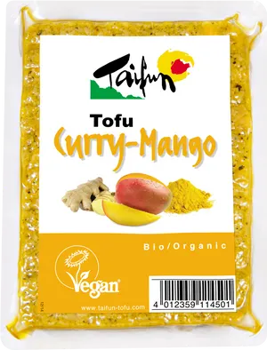 Curry Mango Flavored Tofu Packaging PNG image