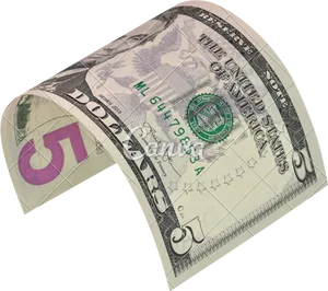 Curved Five Dollar Bill PNG