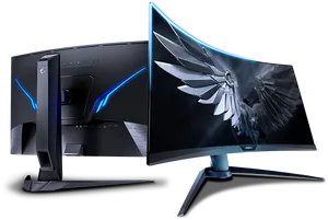 Curved Gaming Monitor Backand Front View PNG image