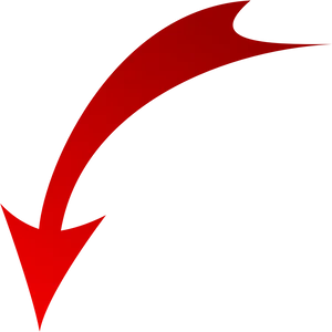 Curved Red Arrow Pointing Downward PNG image