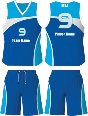 Custom Blue Basketball Uniform Design PNG image