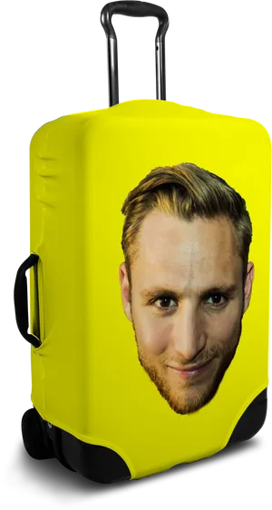 Custom Face Yellow Suitcase PNG