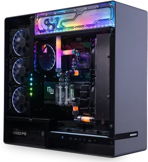 Custom Gaming P C R G B Lighting Water Cooling PNG image