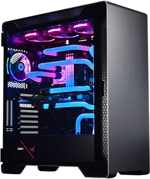 Custom Gaming P Cwith R G B Lightingand Water Cooling PNG image