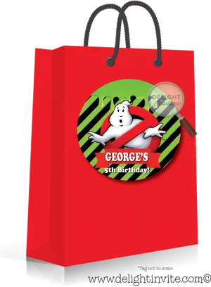 Custom Ghostbusters Birthday Gift Bag PNG image