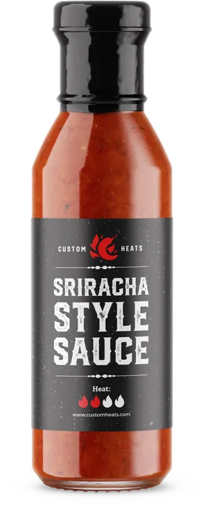 Custom Heats Sriracha Style Sauce Bottle PNG