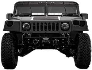 Custom Matte Black Hummer Front View PNG