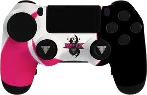Custom Pink Black P S4 Controller Helix Design PNG image