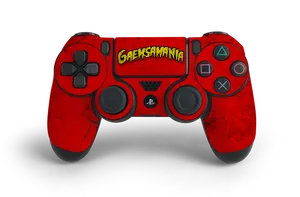 Custom Red Play Station Controller PNG image