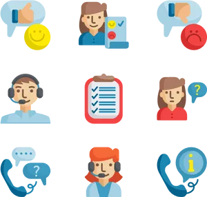 Customer Support Icons Set PNG image