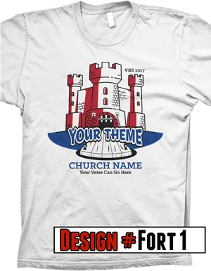 Customizable Church T Shirt Template Fort Design PNG image