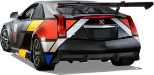 Customized Race Car Rear View PNG image