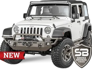 Customized White Jeep Wrangler New Smoke Bronze Finish PNG