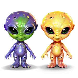 Cute Alien Duo PNG Qco