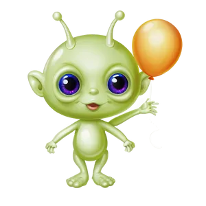 Cute Alien With Balloon PNG 72 PNG