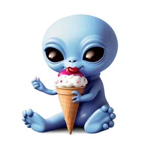 Cute Alien With Ice Cream PNG 91 PNG