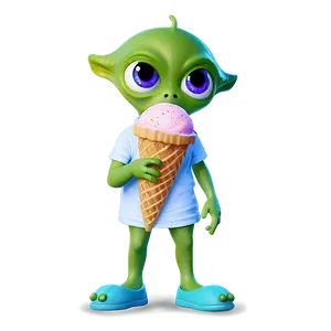 Cute Alien With Ice Cream PNG Sbf PNG
