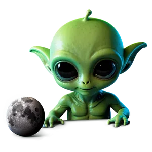 Cute Alien With Moon PNG 06292024 PNG