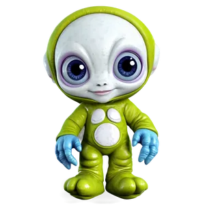 Cute Alien With Moon PNG 30