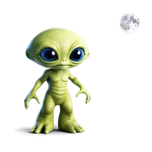 Cute Alien With Moon PNG Iot PNG