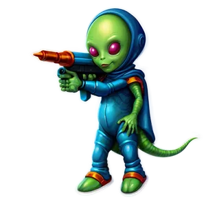Cute Alien With Ray Gun PNG Sof46 PNG