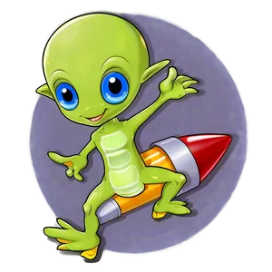 Cute Alien With Rocket PNG Phq38 PNG
