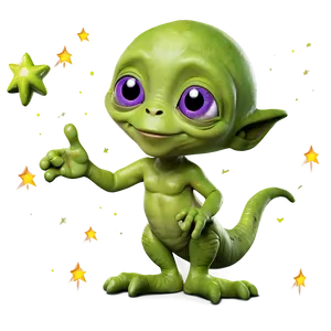 Cute Alien With Stars PNG Wxm PNG