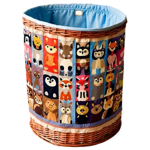 Cute Animal Design Laundry Basket PNG 06132024
