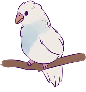 Cute Animated Budgieon Branch PNG image