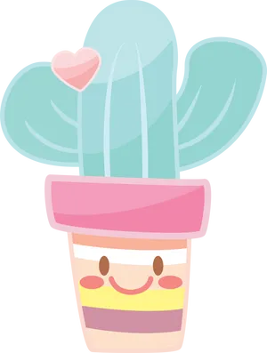 Cute_ Animated_ Cactus_ In_ Pot PNG image