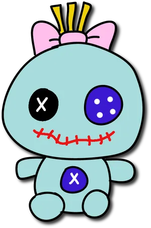 Cute Animated Creaturewith Stitches PNG image