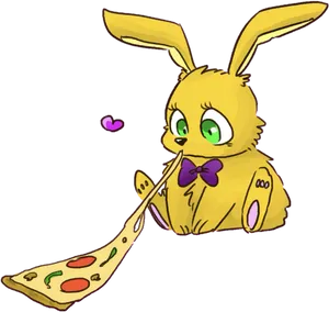Cute_ Animated_ Rabbit_ Eating_ Pizza PNG image