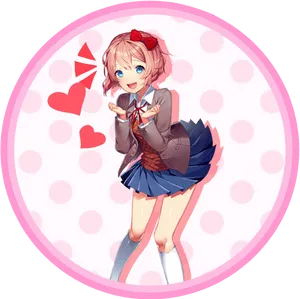 Cute Anime Girlwith Hearts