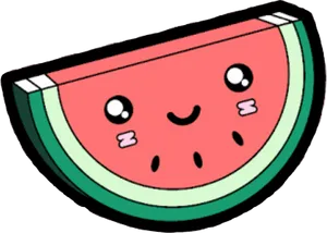 Cute Anthropomorphic Watermelon Slice PNG image