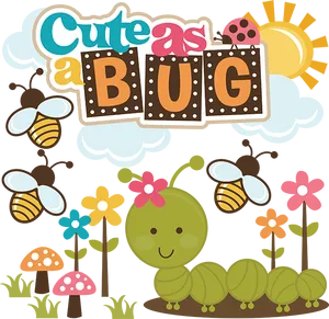 Cute As A Bug Cartoon Illustration PNG image