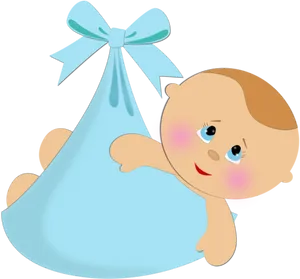 Cute Babyin Blue Stork Bundle PNG