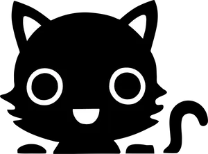 Cute Black Cartoon Kitten PNG image