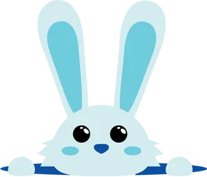 Cute Blue Cartoon Bunny PNG image