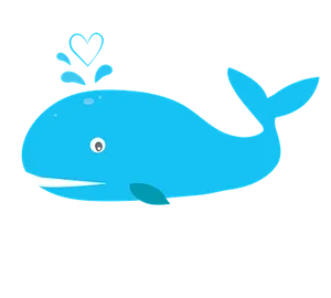 Cute Blue Cartoon Whale PNG image