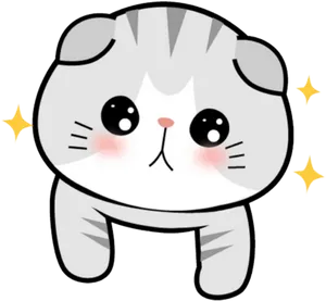 Cute Blushing Cartoon Cat PNG image