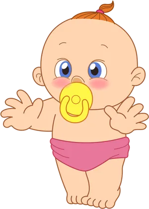 Cute Cartoon Baby With Pacifier PNG