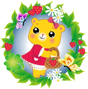 Cute Cartoon Bearin Garden