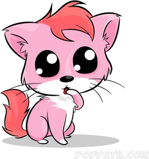 Cute Cartoon Kitten Pink Fur PNG