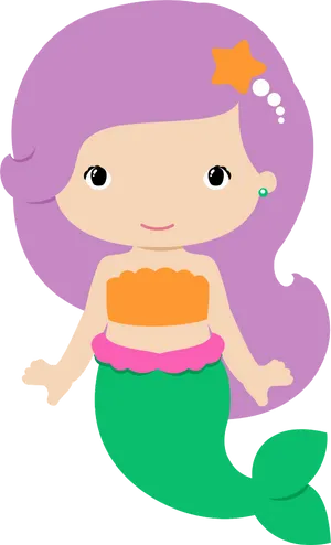 Cute Cartoon Mermaid Clipart PNG image