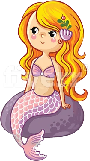 Cute Cartoon Mermaid Clipart PNG image